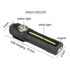 1902A Folding Magnet Car Inspection Light Work Maintenance Lamp Emergency COB LED USB Charging Lamp, 1902A