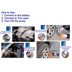 Portable 4X4 Heavy Duty Air Compressor 12V 150PSI 35LPM Pump Tire Inflatable Pump Car Tool with Working Light for Outdoor Emergency, 12V 85-150 PSI Tire Inflatable Pump