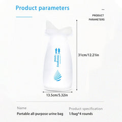 4pcs / Set Vehicle Emergency Urine Bags Unisex Disposable Portable Toilet 700ml, 700ml