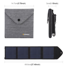 HAWEEL 14W Ultrathin Foldable Solar Panel Charger with 5V / 2.2A USB Port, Support QC3.0 and AFC, Ultrathin 14W 4-Fold