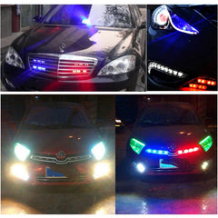 2 PCS  6 inch 6 LED 2 x 18W Car Flash Warning Light Red + Blue Change White Waterproof Emergency Light, DC 12V, Light Red + Blue Change White