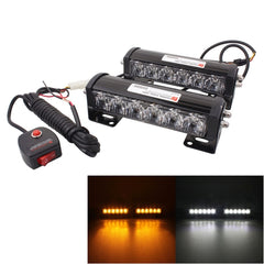 2 PCS  6 inch 6 LED 2 x 18W Car Flash Warning Light Yellow Change White Waterproof Emergency Light, DC 12V, Yellow Change White