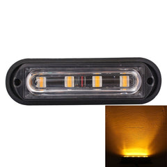 12W 720LM 4-LED 18 Flash Patterns Car Strobe Emergency Warning Light Lamp, DC 12V, 4-LED Yellow Light