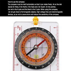 2 in 1 Compass with Map Measuring Ruler Lanyard Emergency Survival Tool