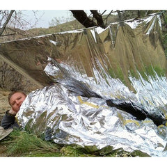 Compact Lightweight Aluminized Windproof Waterproof Emergency Blanket Body Wrap Survival Sheet for Outdoor 140 x 210cm, 140x210cm