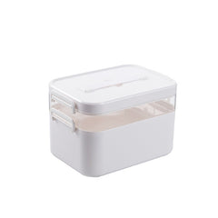 Household Portable Cosmetic Finishing Storage Box Large-capacity Family Safety Emergency Storage Box Double-layer Medicine Case, S-24x16.5x16cm, L-28.5x19.5x18.5cm