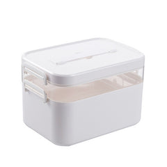 Household Portable Cosmetic Finishing Storage Box Large-capacity Family Safety Emergency Storage Box Double-layer Medicine Case, S-24x16.5x16cm, L-28.5x19.5x18.5cm