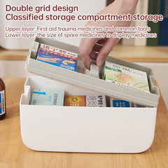 Multifunctional Household Dustproof Family Safety Emergency Storage Box Double-layer Medicine Case, S, L