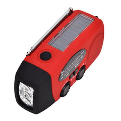 HRD-902 Multifunctional Hand Crank Solar Power LED Flashlight Emergency Alarm FM Radio