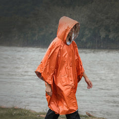Outdoor Cycling Thickened Reflective Windproof Multifunctional Raincoat, 130 x 100 cm (Orange)