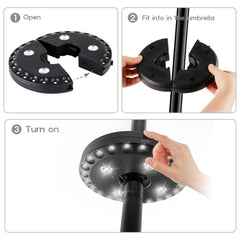 24+4 LEDs Umbrella Light Balcony Emergency Tent Light Camping Ligh for 2.5-3.5cm Pole, Umbrella Light