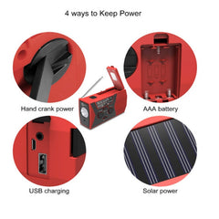 Emergency Radio Portable Hand Crank Solar Powered Radio, AM/FM/NoAA 2000mAh Orange, AM/FM/NoAA 2000mAh Red, AM/FM/NoAA 2000mAh Green