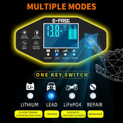 E-FAST 12V/24V Car Battery Motorcycle Lithium Battery Charger, EU Plug, US Plug, AU Plug, UK Plug, JPN Plug