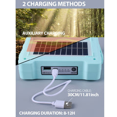 Solar Flood Light Portable Flashlight Emergency Work Light, 144 LEDs