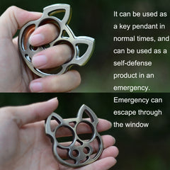 2pcs Cartoon Pig Self-Defense KeyChain Fist Gloves Finger Buckle Emergency Window Breaker