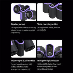 HX-157 Double-head Digital Display Waist-mounted Fan with Emergency Lighting Function