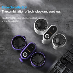 HX-157 Double-head Digital Display Waist-mounted Fan with Emergency Lighting Function