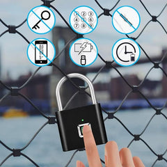 Smart Fingerprint Rechargeable Padlock Waterproof Morse Code Emergency Unlocking