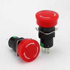 16mm Mounting Hole Emergency Stop Switch Mushroom Type Self-Locking Pushbutton Switches, LA16