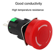 16mm Mounting Hole Emergency Stop Switch Mushroom Type Self-Locking Pushbutton Switches, LA16