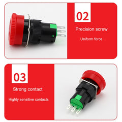 16mm Mounting Hole Emergency Stop Switch Mushroom Type Self-Locking Pushbutton Switches, LA16