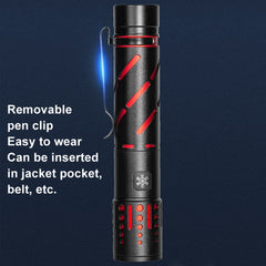 E-SMARTER XQ-S50 Mini Laser Flashlight Retractable Zoom Pen Clip LED Emergency Overhaul Flashlight, XQ-S50