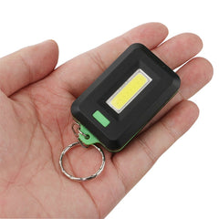 2 PCS 3W Mini COB LED Flashlight Keychain Emergency Camping  Backpack Light with 3 Modes, Red, Green