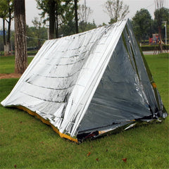 Emergency Simple Tent Outdoor Rescue Blanket First Aid Sunscreen Insulation Blanket, Silver, Orange
