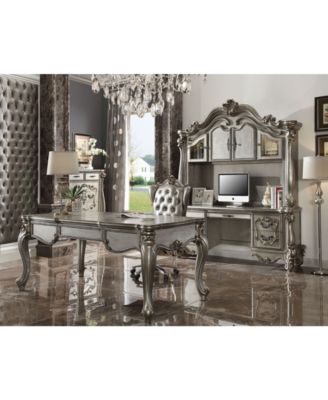 ACME Versailles Executive Office Chair in Silver PU & Antique Platinum