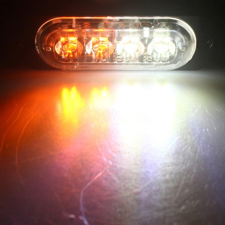 DC 12V-24V 2W 4LEDs SMD-2835 Lamps 17 Flash Patterns 3 Lines Car Flash Lamp Waterproof Car Truck Emergency Strobe Flash Warning Light, Cable Length: 90cm, 4LEDs