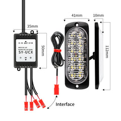DC12V-24V / 18W 4 in 1 Front Grille Emergency Strobe Flash Warning Light Pickup 12LEDs Side Light Wireless Control 16 Modes