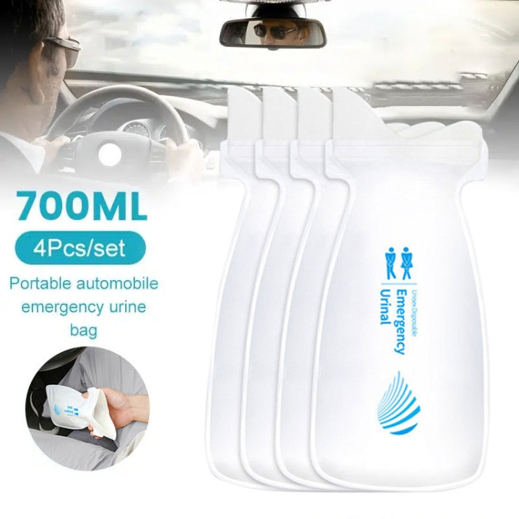 4pcs / Set Vehicle Emergency Urine Bags Unisex Disposable Portable Toilet 700ml, 700ml