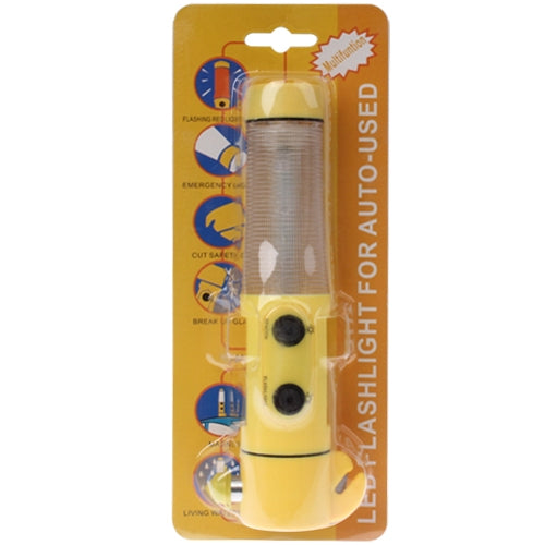 4 in 1 Multi Function Flashlight Alarm Emergency Hammer LED Flash Light For Auto-used, 4 in 1