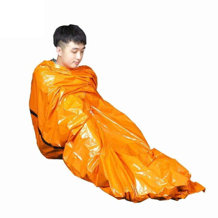 Outdoor Pe Sleeping Bag Disaster Relief & Cold Prevention Heat Insulation & Warmth Emergency Sleeping Bag, Green, Orange