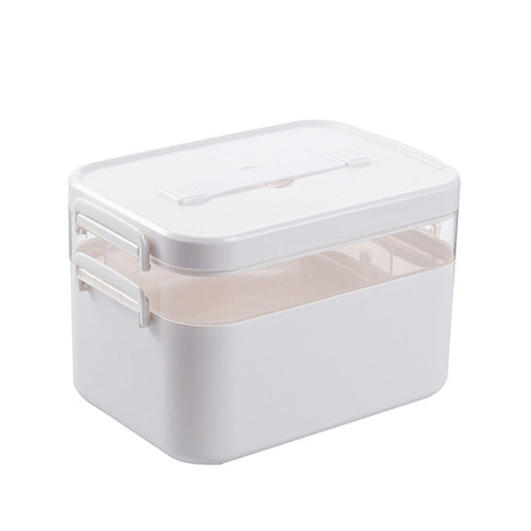Household Portable Cosmetic Finishing Storage Box Large-capacity Family Safety Emergency Storage Box Double-layer Medicine Case, S-24x16.5x16cm, L-28.5x19.5x18.5cm