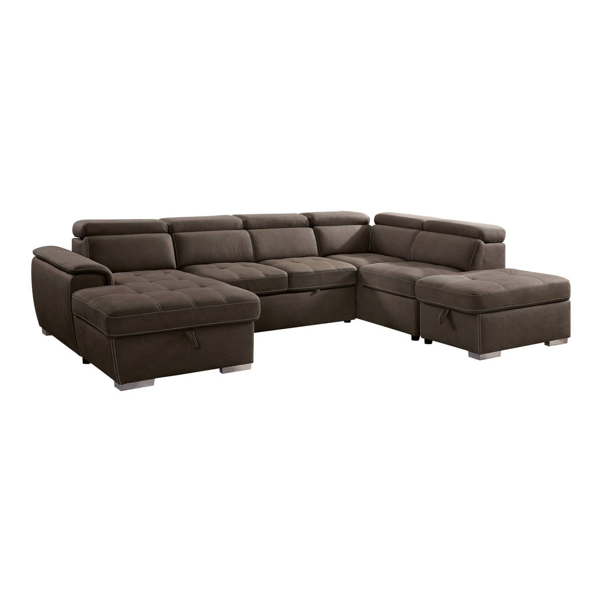 Hug Contemporary U-shape Sectional in Light Brown