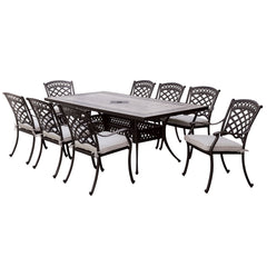 Avilla Transitional 9-Piece Faux Rattan Patio Dining Set