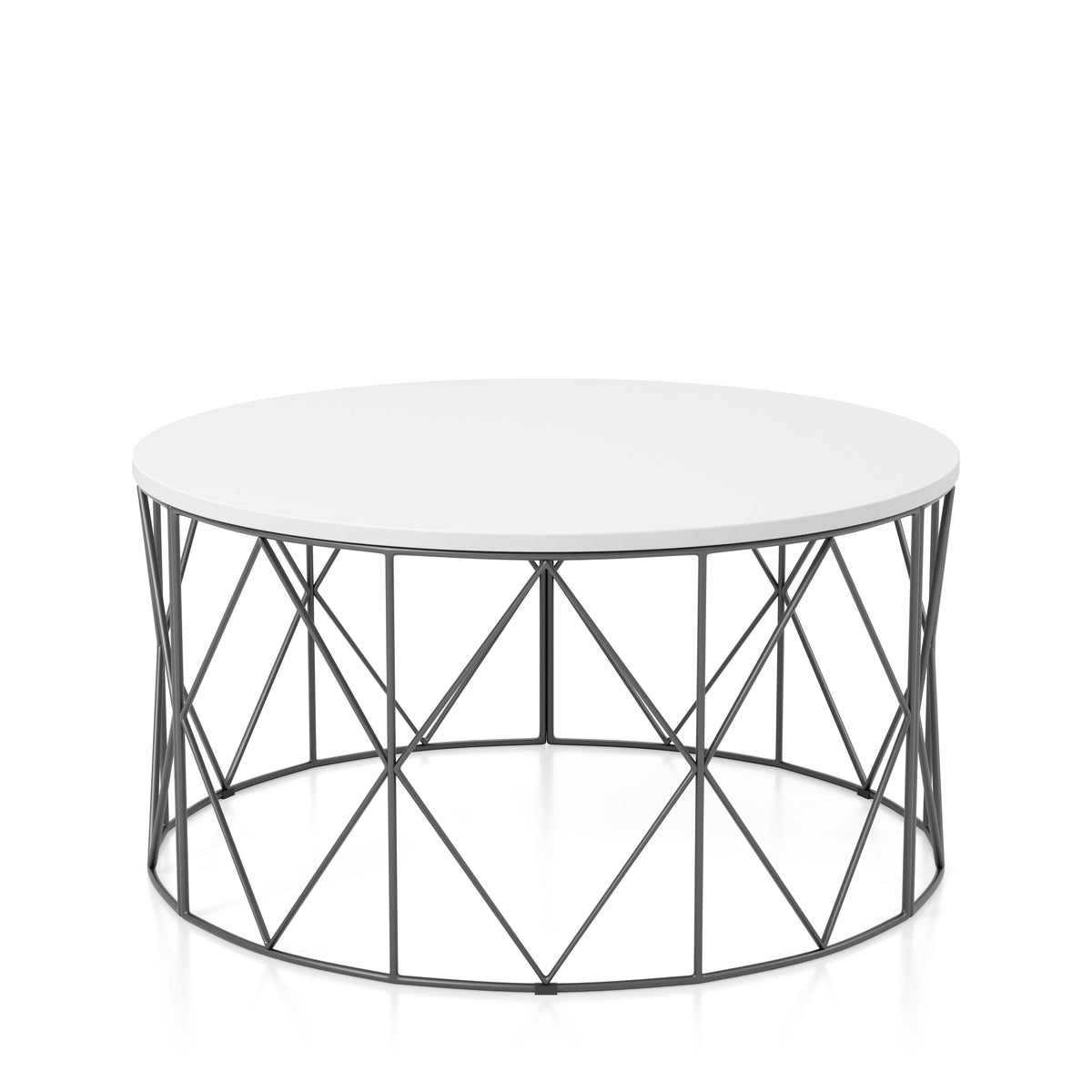 Borche Geometric Base Coffee Table in White