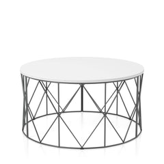 Borche Geometric Base Coffee Table in White