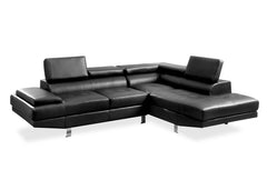 Aster Contemporary Faux Leather L-Shape Sectional in Black