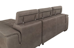 Lendra Contemporary Hidden Storage Sectional in Ash Brown