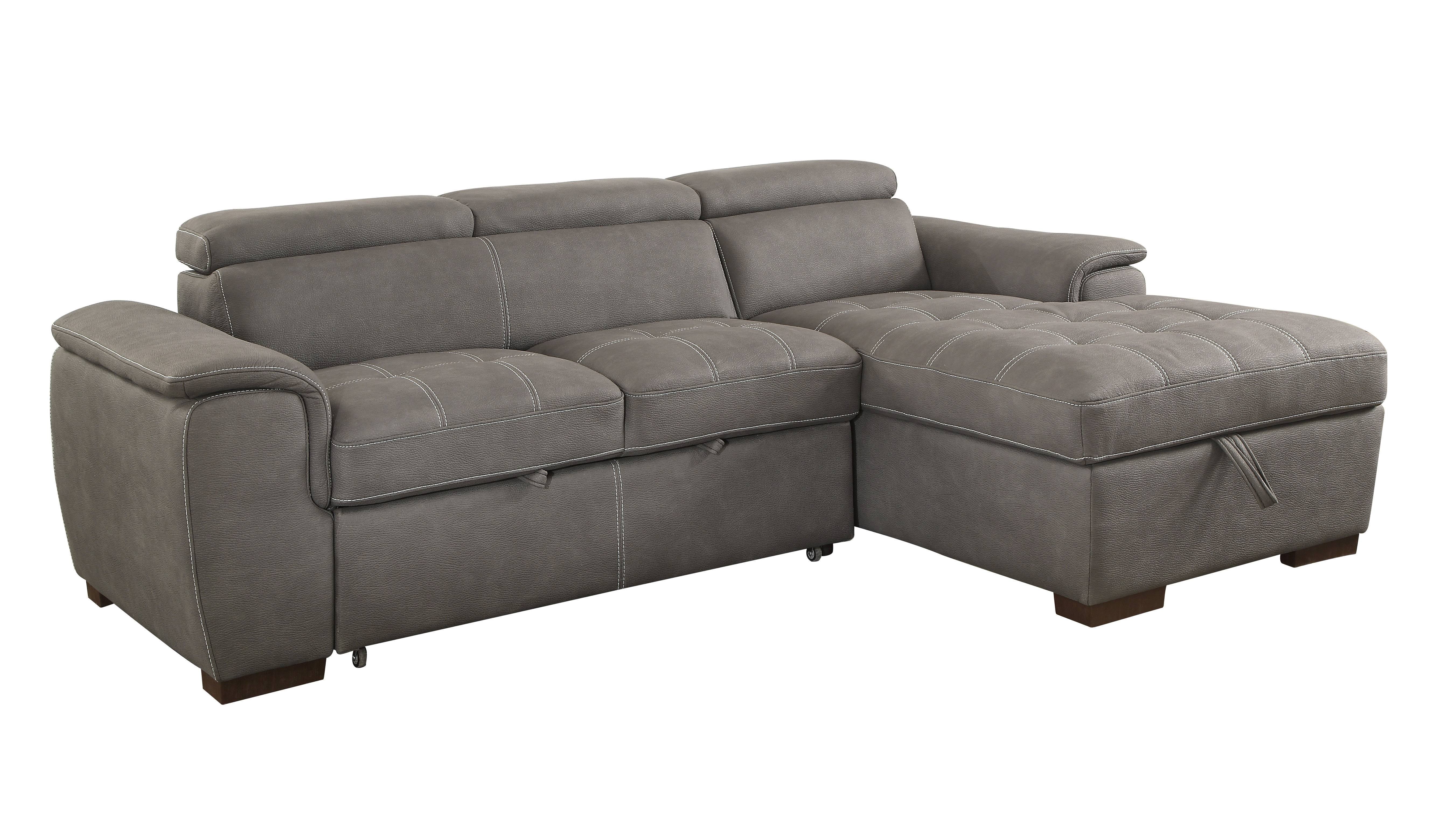 Lendra Contemporary Hidden Storage Sectional in Ash Brown