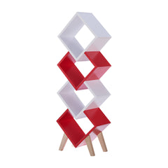 Yarmow 4-Shelf Bookcase in White and Red