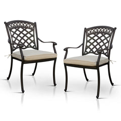 Avilla Transitional Padded Patio Arm Chairs (Set of 2)