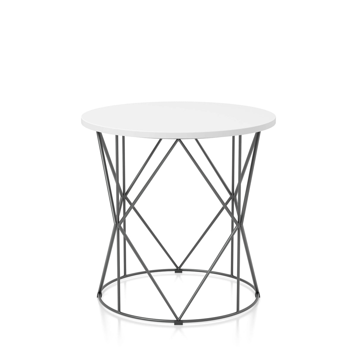 Borche Geometric Base End Table in White