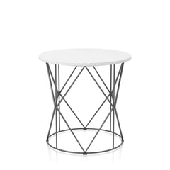 Borche Geometric Base End Table in White