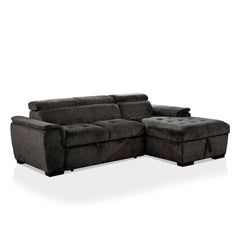 Patt Contemporary Adjustable Headrest Sectional in Dark Gray