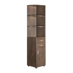 Ingol 3-Shelf Corner Bookcase in Walnut Oak