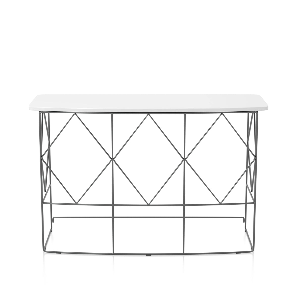 Borche Geometric Base Console Table in White