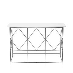 Borche Geometric Base Console Table in White